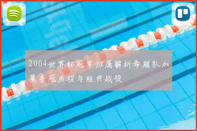 2004世界杯冠军归属解析希腊队加冕夺冠历程与经典战役